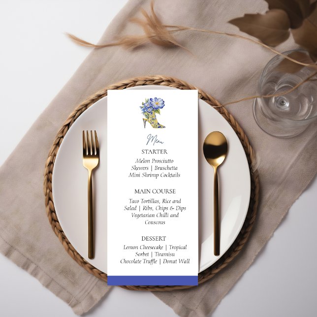 Chinoiserie High-Heel Shoe Bridal Shower Menu Card (Creator Uploaded)