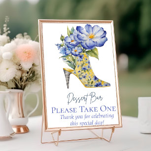 Chinoiserie High-Heel Shoe Dessert Bar Sign Table Number