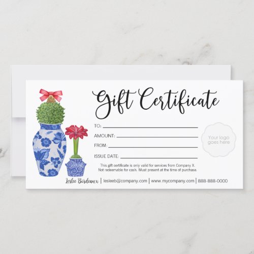 Chinoiserie Holiday Gift Certificate