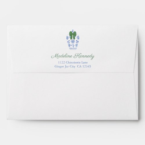 Chinoiserie Holidays Bridal Shower Return Address Envelope