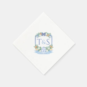 Chinoiserie Holidays Couples Crest Wedding Party Napkins
