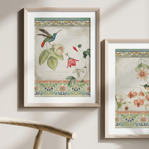 Chinoiserie Hummingbird Vintage Floral Decoupage Tissue Paper
