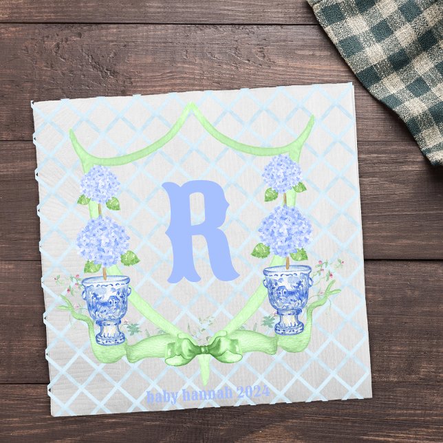 Chinoiserie Hydrangea Monogram Napkins (Creator Uploaded)