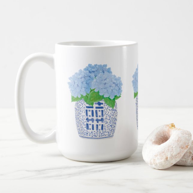 Chinoiserie Hydrangea Mug (With Donut)