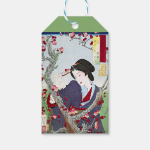 Chinoiserie Japanese Lady & Red Cherry Blossom Gift Tags
