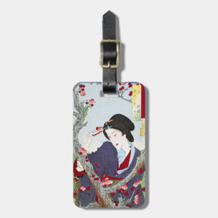 Chinoiserie Japanese Lady & Red Cherry Blossom Luggage Tag