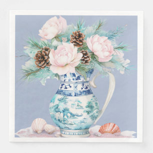 Chinoiserie Jug with Pinecones and Seashells Paper Dinner Napkins