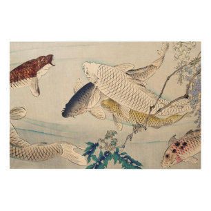 Chinoiserie Koi Fish & Purple Wisteria Print