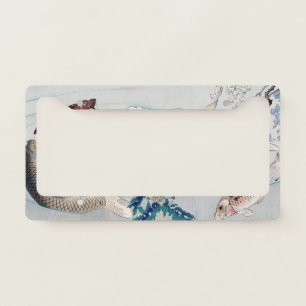 Chinoiserie Koi Fish & Purple Wisteria Print License Plate Frame