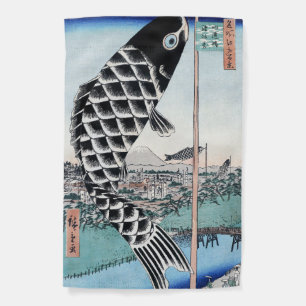 Chinoiserie Koinobori Carp & Fuji Landscape Garden Flag