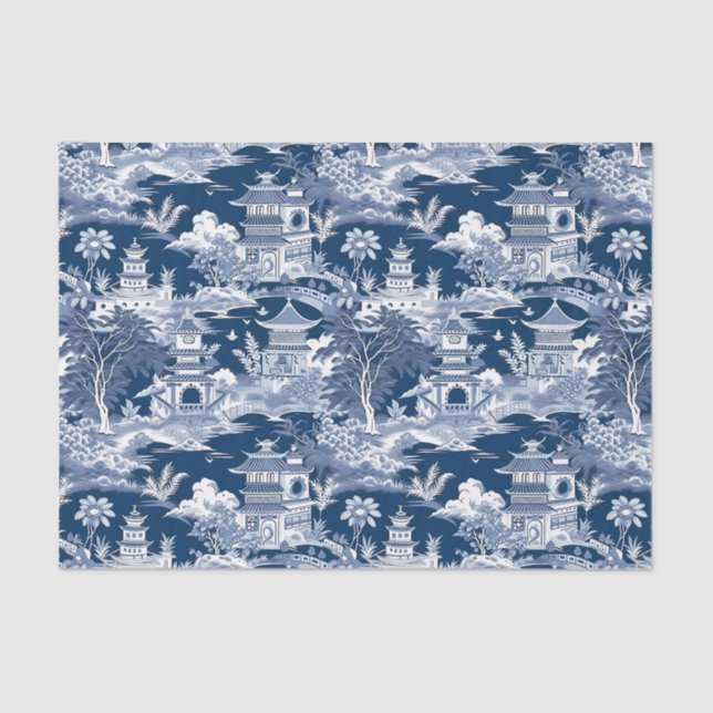 Chinoiserie Landscape Painting Decoupage  Tissue Paper (Front)