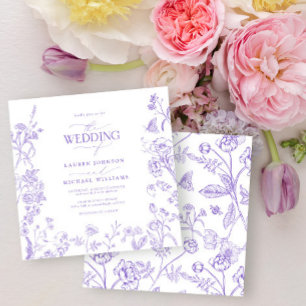 Chinoiserie Lavender Victorian Floral Wedding Invitation