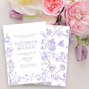 Chinoiserie Lavender Victorian Post Wedding Brunch Invitation