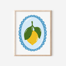 Chinoiserie Lemon and Coquette Oval Frame Art