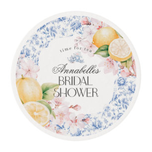 Chinoiserie Lemon Tea Bridal Shower Dessert Favors Edible Frosting Rounds