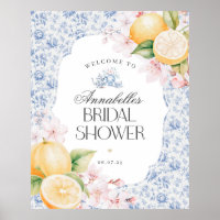 Chinoiserie Lemon Tea Bridal Shower Welcome Sign