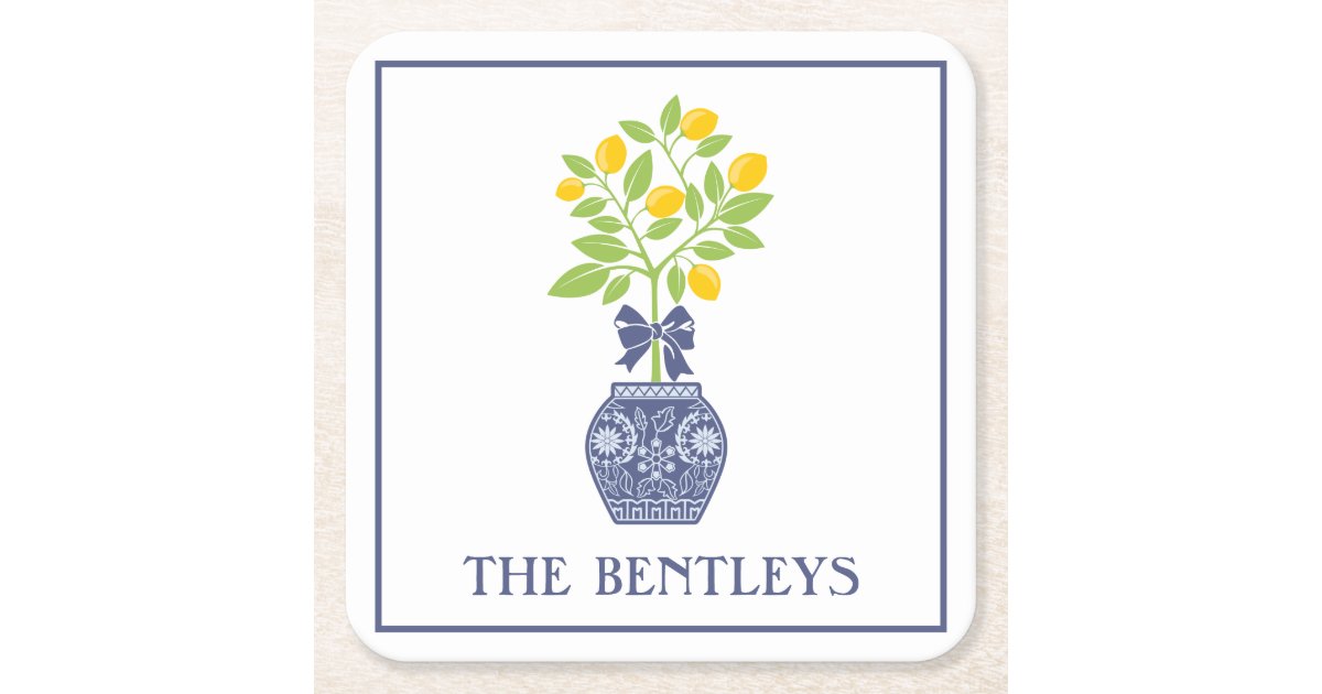 Chinoiserie Lemon Tree Paper Coasters Zazzle