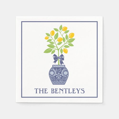 Chinoiserie Lemon Tree Personalized Napkins