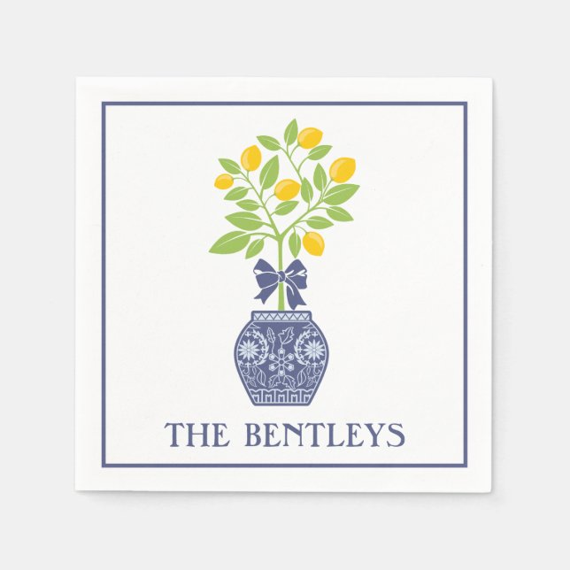 Chinoiserie Lemon Tree Personalized Napkins (Front)