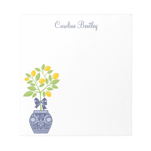Chinoiserie Lemon Tree Personalized Notepad (Front)