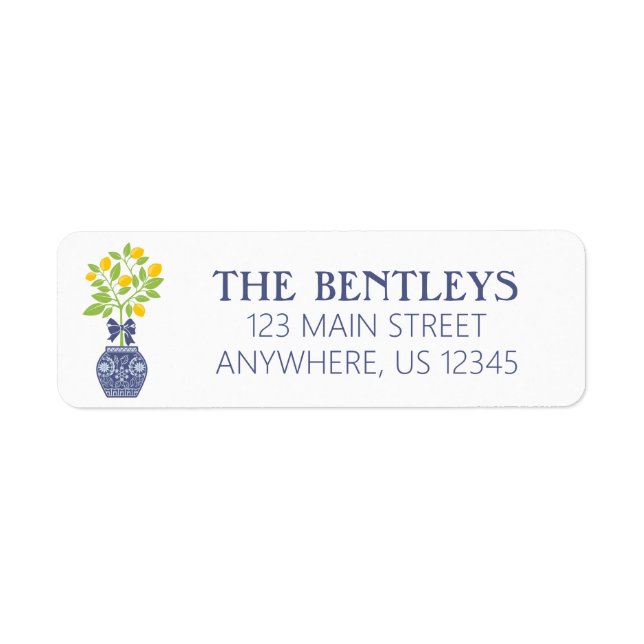 Chinoiserie Lemon Tree Return Address Labels (Front)