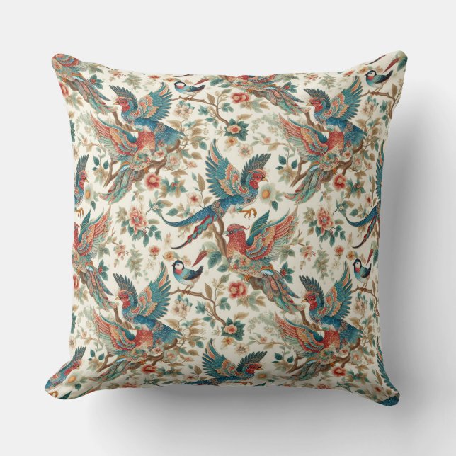 Chinoiserie Love Birds Throw Pillow (Front)
