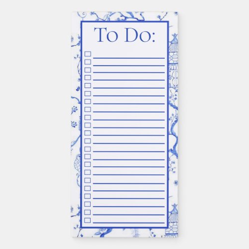 Chinoiserie Magnetic To Do List Blue and White Magnetic Notepad