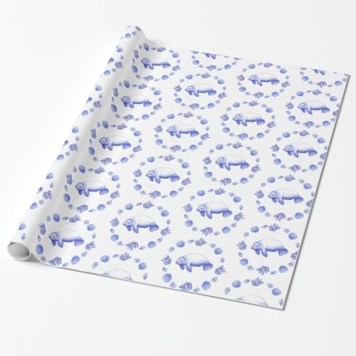 Chinoiserie Manatee Wrapping Paper 