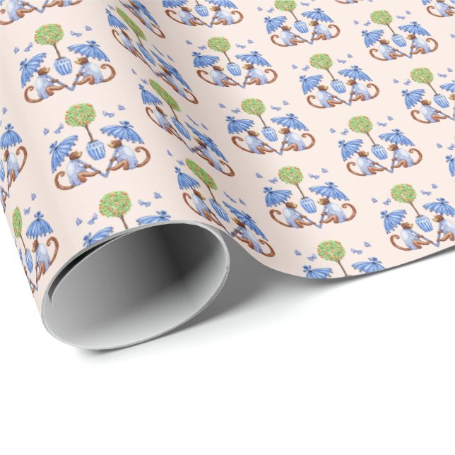 Chinoiserie Monkey Wrapping Paper (Roll Corner)