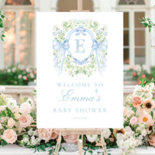 Chinoiserie Monogram Baby Shower Welcome sign, Bab Foam Board