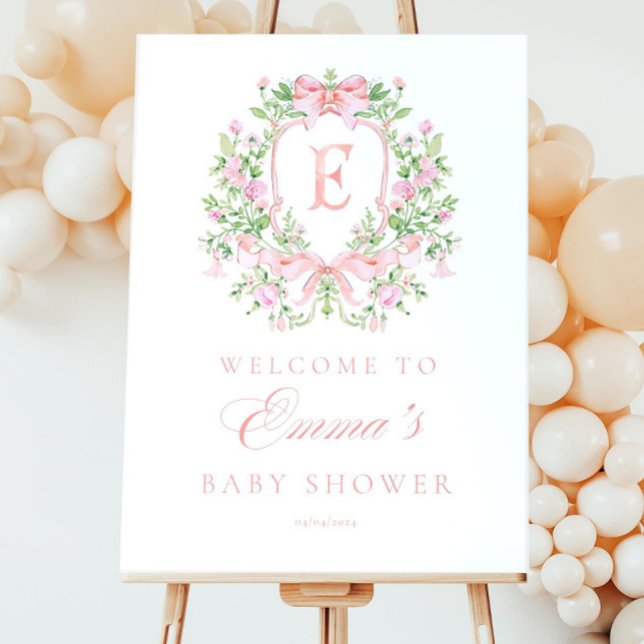 Chinoiserie Monogram Baby Shower Welcome sign Baby (Creator Uploaded)