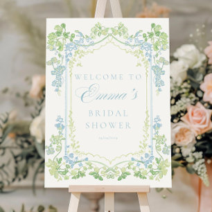 Chinoiserie Monogram Bridal Shower Welcome sign