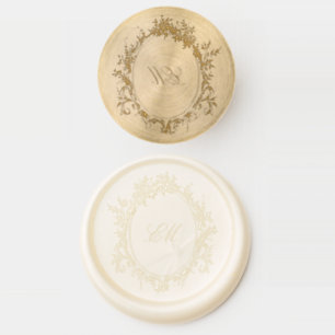 Chinoiserie monogram crest botanical wedding wax seal stamp