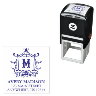 Chinoiserie Monogram Pagoda Return Address Self-inking Stamp