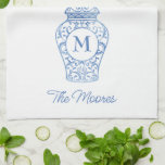 Chinoiserie Monogrammed Ginger Jar Kitchen Towel<br><div class="desc">PreppyPrint.com - Add your personalized touch to this kitchen towel. Click "customize" to change the font,  image size,  etc. Transfer this design onto the products of your choice too! Please visit my designer store,  PreppyPrint.com,  for coordinating items.</div>