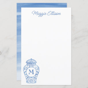 Chinoiserie Monogrammed Ginger Jar Stationery