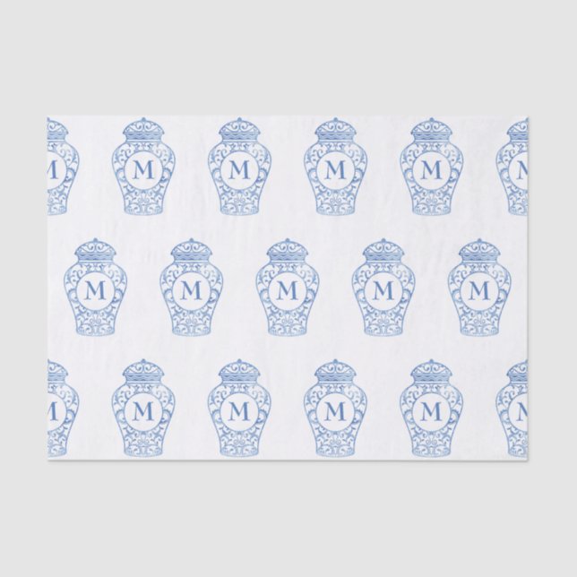 Chinoiserie Monogrammed Ginger Jar Tissue Paper (Front)