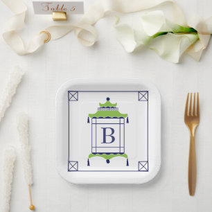 Chinoiserie Monogrammed Pagoda Party Plates