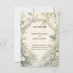 Chinoiserie Moon Gate Garden Wedding Save The Date