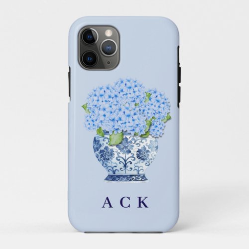 Chinoiserie Nantucket Blue Hydrangeas  iPhone 11 Pro Case