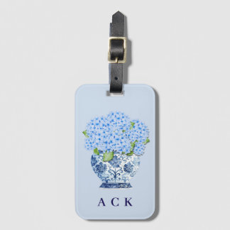 Chinoiserie Nantucket Blue Hydrangeas Luggage Tag