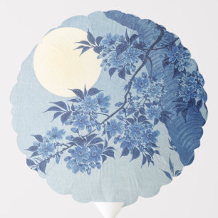 Chinoiserie Navy Blue Cherry Blossom & Full Moon Balloon