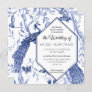 Chinoiserie Navy Blue Peacock Butterfly Wedding Invitation