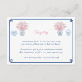 QR Code Hydrangea Ginger Jar Crest Wedding RSVP Enclosure Card