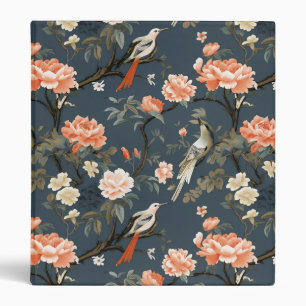 Chinoiserie on Denim Blue 3 Ring Binder