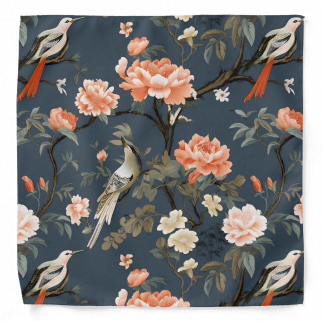 Chinoiserie on Denim Blue Bandana (Front)