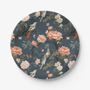 Chinoiserie on Denim Blue Paper Plates