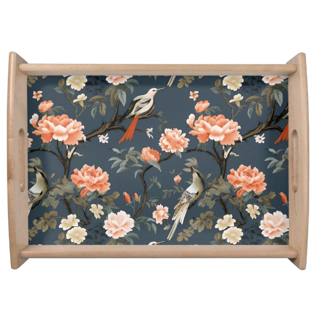 Chinoiserie on Denim Blue Serving Tray (Front)