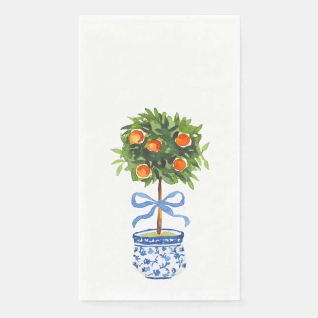 Chinoiserie Orange Citrus Topiary Napkins (Front)