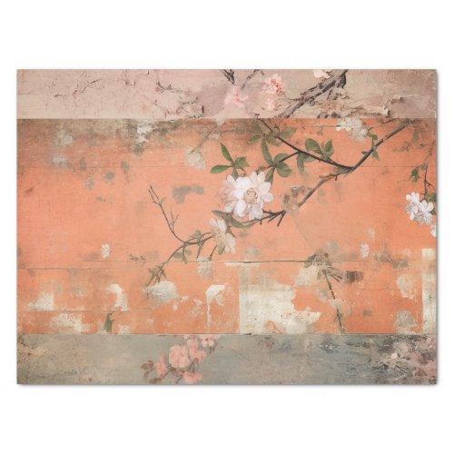 Chinoiserie Orange Sherbet Collage Tissue Paper